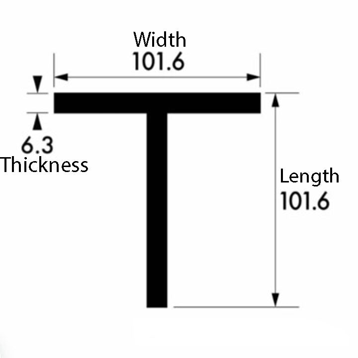 Superior Strength Aluminium T-Section – 101.6mm x 101.6mm x 6.3mm – Engineered for Long-Lasting Performance