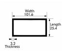 Premium Aluminium Rectangular Tube 101.6mm x 25.4mm x 3.2mm  – Weldable 6082 T6 for Fabrication