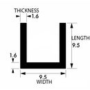 Decorative Brushed & Polished Aluminium Channel 9.5mm × 9.5mm × 1.6mm (3/8" × 3/8" × 1/16") – 6063-T6 Satin Alloy U-Profile, Lightweight, Corrosion-Resistant & Easy-to-Fabricate Metal Trim for Edging, Frames & DIY Projects
