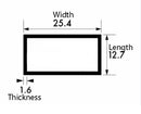 Modern Aluminium Rectangular Tube 25.4 mm × 12.7 mm × 1.6 mm – Brushed Polished Decorative Profile