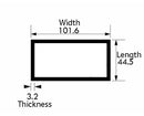 Durable Aluminium Rectangular Tube 101.6mm × 44.5mm × 3.2 mm – Strong, Machinable 6082 T6 Alloy