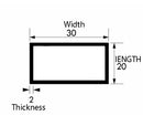 Brushed Polished Aluminium Rectangular Tube 30mm × 20mm × 2 mm – Stylish Decorative Profile