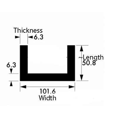 High-Strength 101.6mm x 50.8mm x 6.3mm Aluminium Channel | 6082T6 Grade | Superior Structural Support | Ideal for Heavy-Duty Applications