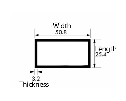 Engineering-Grade Aluminium Rectangular Tube – 50.8mm×25.4mm ×3.2 mm (2″×1″×10 SWG) | Strong, Rust-Proof & Precision-Cut Metal Tubing for Frames, Furniture & DIY Projects