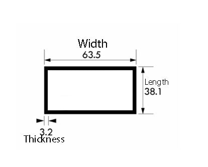 High-Quality Aluminium Rectangular Tube – 63.5mm×38.1mm×3.2 mm (2½″×1½″×10 SWG) | Rust-Proof, Durable & Precision-Cut Metal Tubing for Frames, Furniture & DIY Projects