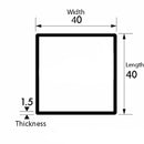 Versatile Brushed  Polished Stainless Steel Box Section – 40mm x 40mm x 1.5mm – 304 Grade for Welding & Metalwork