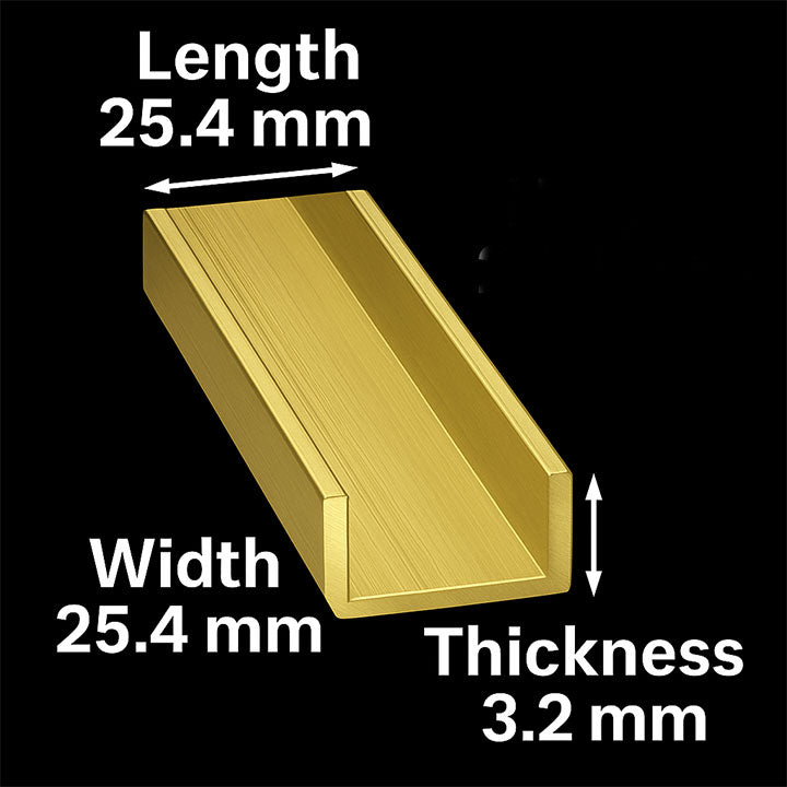 BrassLine Brass Channel 25.4mm x 25.4mm x 3.2mm Brushed & Polished