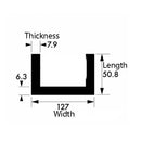 Industrial-Grade Aluminium U-Channel – 127 mm × 50.8 mm × 6.35 mm (5″ × 2″ × ¼″) – Heavy-Duty 6063-T6 Alloy, Corrosion-Resistant Mill Finish for Structural & Fabrication Projects