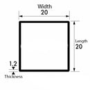 Stainless Steel Box Section – 304  Brushed  Polished– 20mm x 20mm x 1.2mm – Strong, Durable & Perfect for DIY & Industrial Use