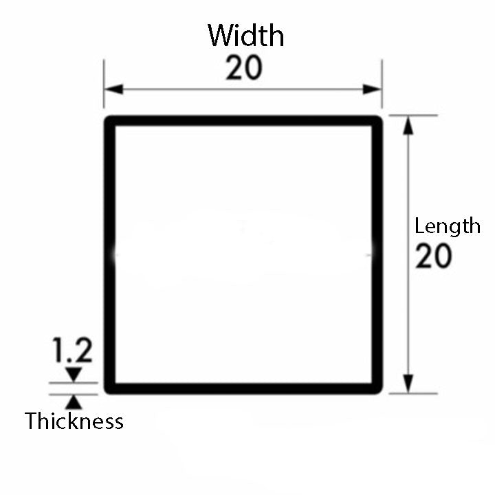 High-Quality  Brushed  Polished Stainless Steel Box Section – 20mm x 20mm x 1.5mm – 304 Grade for Precision Engineering