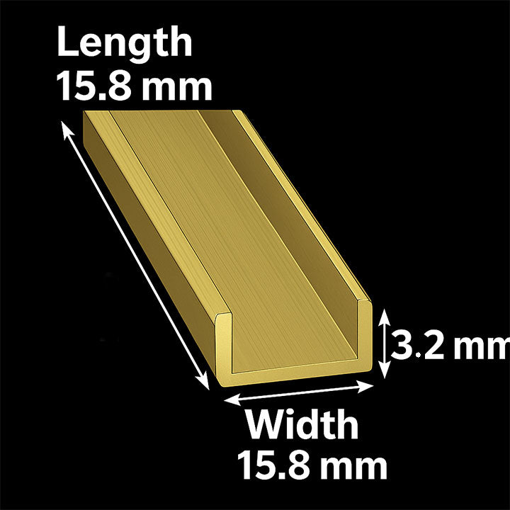 BrassLine Brass Channel 15.8mm x 15.8mm x 3.2mm – Brushed & Polished, Premium Solid Brass U Channel for Architectural & Industrial Use