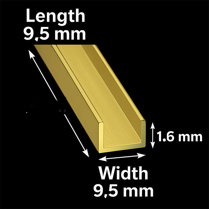 BrassLine Brass Channel 9.5mm x 9.5mm x 1.6mm – Brushed & Polished, Premium Solid Brass U Channel for Architectural & DIY Projects