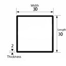 Heavy-Duty 30mm x 30mm x 2mm Stainless Steel  Brushed Polished  Box Section – 304 Grade – Ideal for Metalwork & Construction