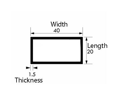 Lightweight Aluminium Rectangular Tube – 40mm × 20mm × 1.5 mm | Rust-Proof, Precision-Cut & Durable Metal Tubing for Frames, Furniture & DIY Projects