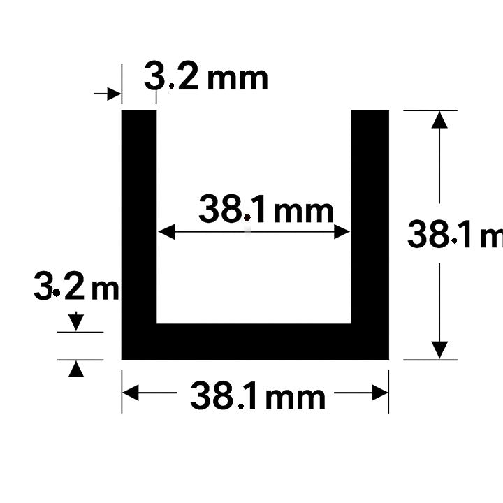 BrassLine Brass Channel 38.1mm x 38.1mm x 3.2mm Brushed & Polished
