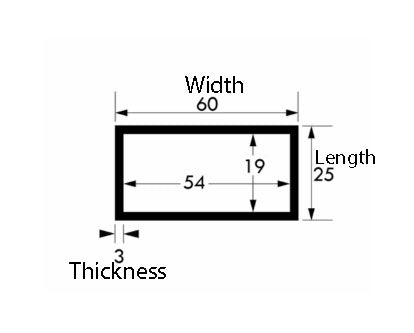 Strong Aluminium Rectangular Tube – 60×25×3 mm | Rust-Proof, Durable & Precision-Cut Metal Tubing for Frames, Furniture & DIY Projects