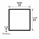 Premium  Brushed  Polished Stainless Steel Box Section – 25mm x 25mm x 1.5mm – 304 Grade for Metalwork & Fabrication