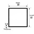 Durable Stainless Steel Brushed Polished  Box Section – 30mm x 30mm x 1.5mm – 304 Grade – Corrosion & Rust-Resistant Metalwork Solution