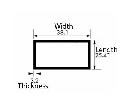 High-Strength Aluminium Rectangular Tube – 38.1mm × 25.4mm × 3.2 mm (1½″×1″×10 SWG) | Durable, Rust-Proof & Precision-Cut Metal Tubing for Frames, Furniture & DIY Projects