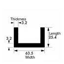 Premium 63.5mm x 25.4mm x 3.2mm Aluminium Channel – Durable Mill Finish for Industrial Use