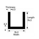 Aluminium Channel 76.2mm x 76.2mm x 6.3mm  – Heavy-Duty Structural Aluminium U-Channel Bar