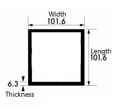 Ultra-Strong Aluminium Square Tube – 101.6mm x 101.6mm x 6.3mm (4" x 4" x 1/4") – Plain Finish Extra-Large Heavy-Duty Box Section, Corrosion-Resistant Metal Tubing for DIY Projects, Industrial Furniture & Structural Builds