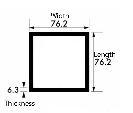 UltraForge Aluminium Square Tube – 76.2mm x 76.2mm x 6.3mm (3" x 3" x 1/4") – Plain Finish Extra-Strong, Rust-Proof Box Section for Custom DIY Projects, Designer Furniture Frames & Long-Lasting Structural Builds
