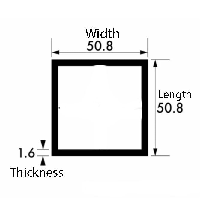 Durable Brushed & Polished Aluminium Square Tube – 50.8mm x 50.8mm x 1.6mm (2" x 2" x 16swg) | Strong, Rust-Resistant, Lightweight Tubing for DIY, Modern Furniture, Construction & Industrial Projects