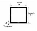 Lightweight Brushed Polished Aluminium Square Tube – 19mm x 19mm x 1.6mm (3/4" x 3/4" x 16swg) – Decorative Rust-Resistant  Box Section for DIY Projects, Modern Furniture Trim & Creative Craft Fabrications