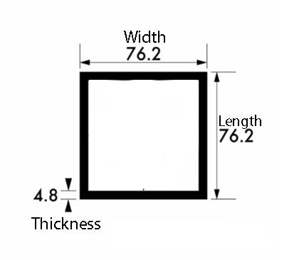 Titan Aluminium Square Tube – 76.2mm x 76.2mm x 4.8mm (3" x 3" x 3/16") – Plain Finish Heavy-Duty Box Section with Radius Corners, Ultra-Durable Rust-Resistant Metal Tubing for DIY Projects, Designer Furniture & Structural Builds