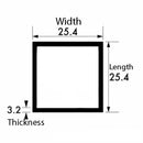 Plain Finish Aluminium Square Tube – 25.4mm x 25.4mm x 3.2mm (1" x 1" x 10swg) – Heavy-Duty Lightweight Metal Box Section for DIY, Furniture Frames & Structural Projects