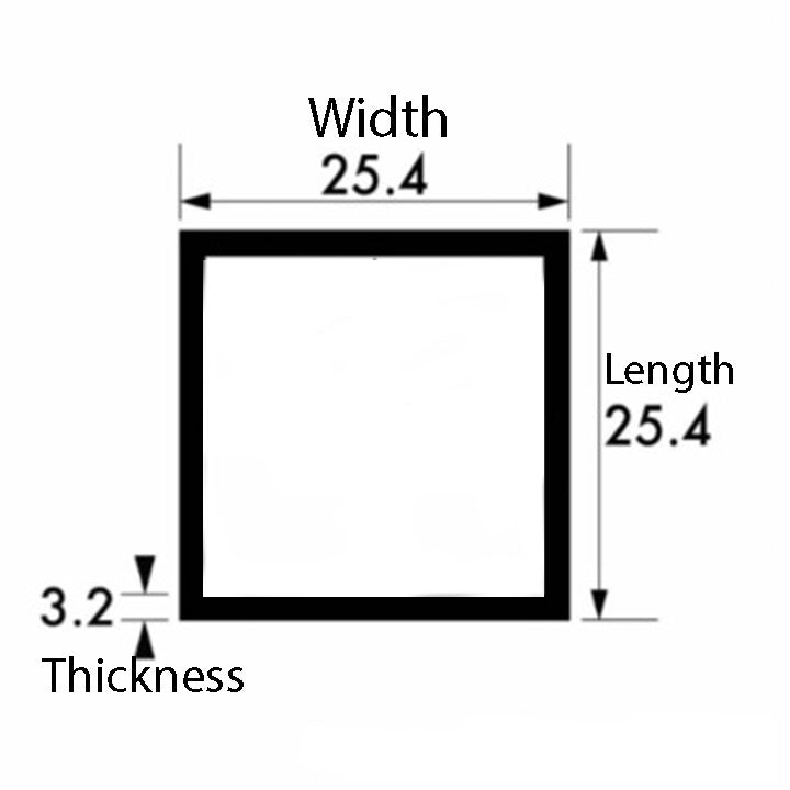 Plain Finish Aluminium Square Tube – 25.4mm x 25.4mm x 3.2mm (1" x 1" x 10swg) – Heavy-Duty Lightweight Metal Box Section for DIY, Furniture Frames & Structural Projects