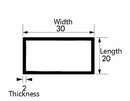 Precision-Cut Metal Tubing – 30mm ×20mm ×2 mm Aluminium Rectangular Tube | Strong, Lightweight & Corrosion-Resistant for DIY & Furniture