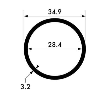 Aluminium Round Tube – Heavy-Duty 34.9mm × 3.2 mm Alloy for Structural Use – Long-Lasting & Repairs