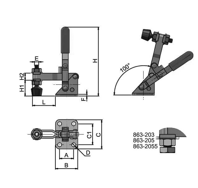 Vertical Toggle Clamp With Adjustable Spindle – Heavy Duty Hold