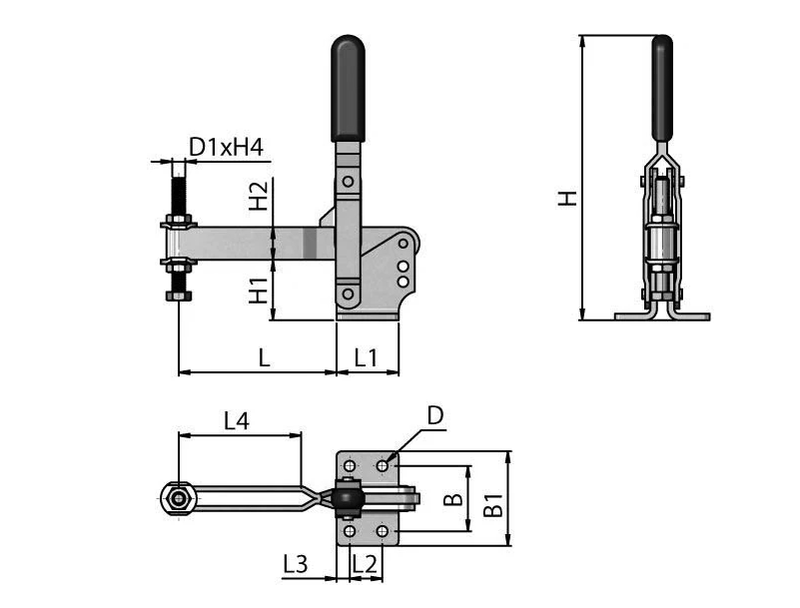 Heavy-Duty Vertical Toggle Clamp Base – Adjustable Spindle