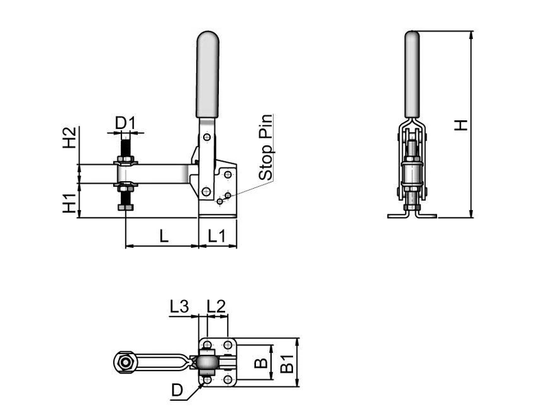 Vertical Toggle Clamp – Adjustable Spindle & Base For Welding Jigs