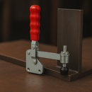 Vertical Toggle Clamp – Red Handle & Adjustable Spindle