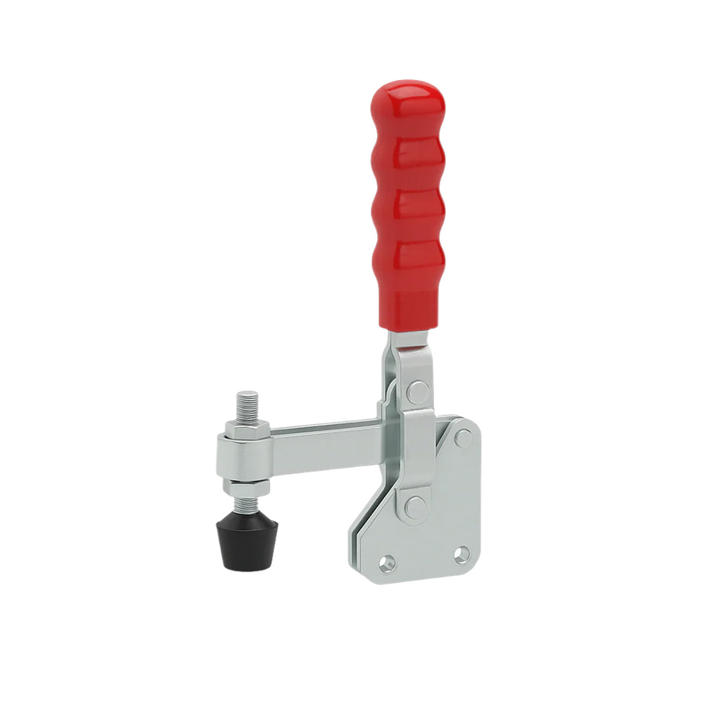 Vertical Toggle Clamp – Red Handle & Adjustable Spindle