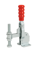 Industrial Vertical Toggle Clamp – Red Handle, Fixed Base Spindle