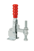 Industrial Vertical Toggle Clamp – Red Handle, Fixed Base Spindle