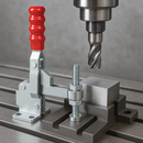 Industrial Vertical Toggle Clamp – Red Handle, Fixed Base Spindle