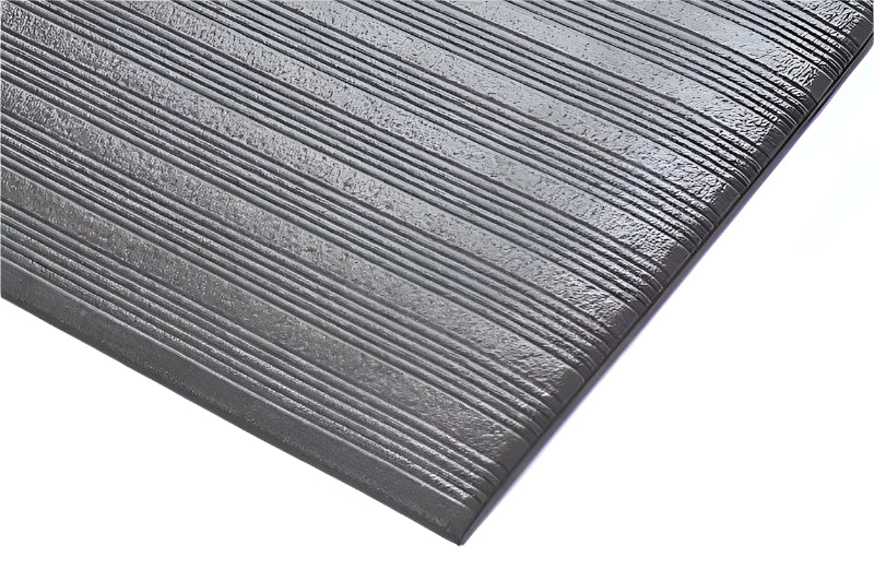 Anti-Fatigue Noise Reducing Mat – Durable PVC Foam, Non-Slip, Cushioned Support for Workstations, Garages with Yellow Safety Borders