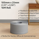 PVC Flexible Skirting Board – 100mm x 25mm x 10m Roll | Waterproof & Easy-to-Install Wall Trim for Bathrooms, Kitchens & Wet Area