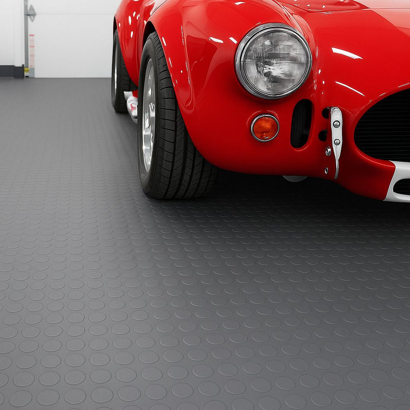 Heavy-Duty Non-Slip Rubber Flooring Roll – R11 Slip Rated, Oil-Resistant Safety Matting with Studded Penny Pattern – Custom Length Industrial Grade