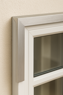 Aluminium angle trim used on window frame corner.