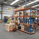 3x Premium Industrial Shelving - 2440mm High - 340kg Capacity - Chipboard - Blue & Orange