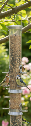 Premium Heavy Duty Seed Feeder with Polycarbonate Tubing and Squirrel Resistance - Available in Multiple Sizes - Detail View