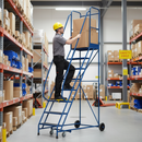 Heavy Duty Mobile Safety Steps with Anti-Slip Platform & Handrails