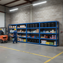 4x Premium Heavy Duty Shelving - 1770mm High - Blue with 8x 37L Plastic Storage Boxes